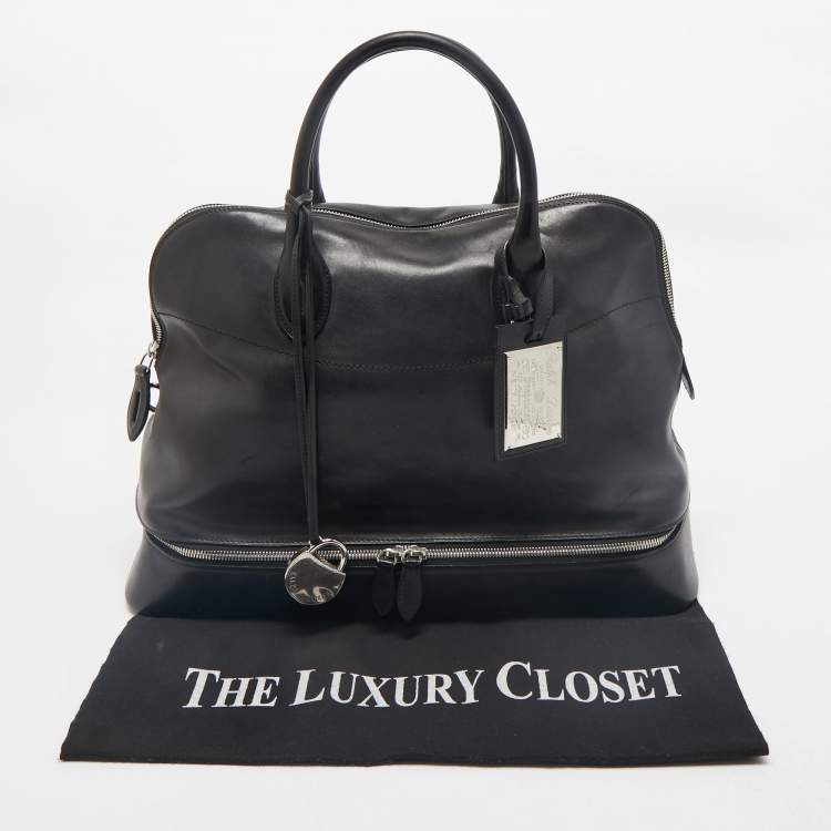 Pre Owned Ralph Lauren Black Leather Dome Zip Satchel