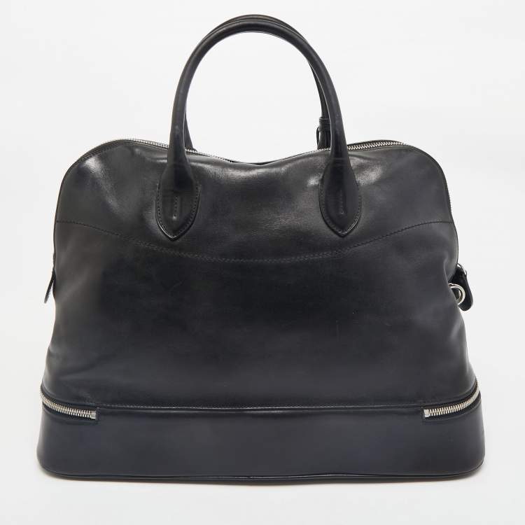Pre Owned Ralph Lauren Black Leather Dome Zip Satchel