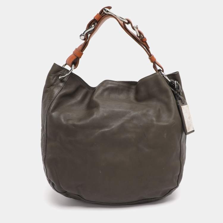 Pre Owned Ralph Lauren Green Leather Hobo