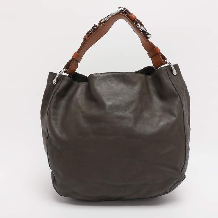 Pre Owned Ralph Lauren Green Leather Hobo