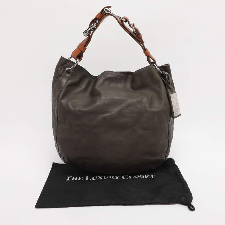 Pre Owned Ralph Lauren Green Leather Hobo