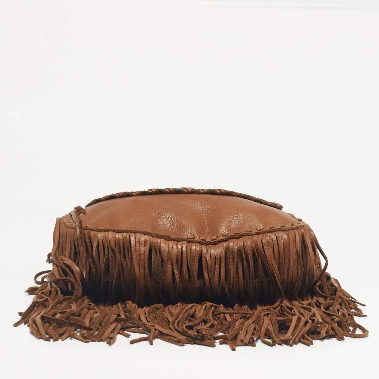 Pre Owned Ralph Lauren Brown Leather Fringe Flap Bag