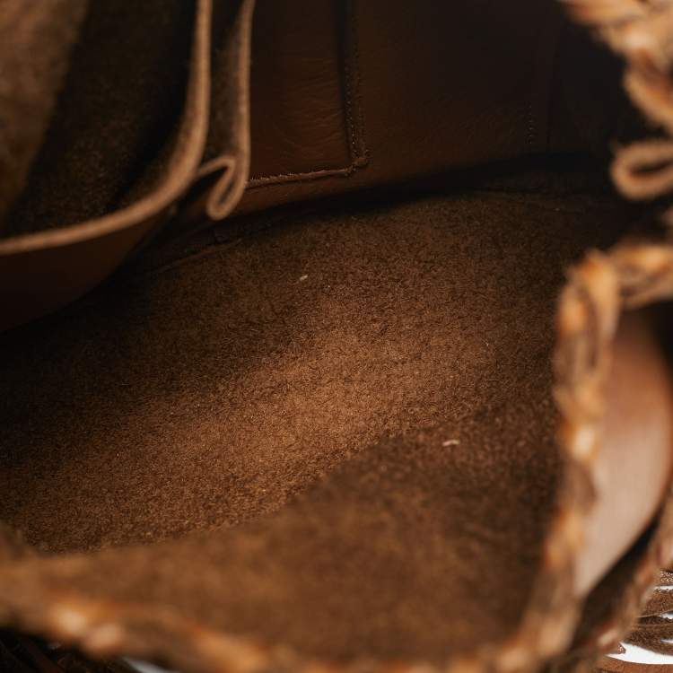 Pre Owned Ralph Lauren Brown Leather Fringe Flap Bag