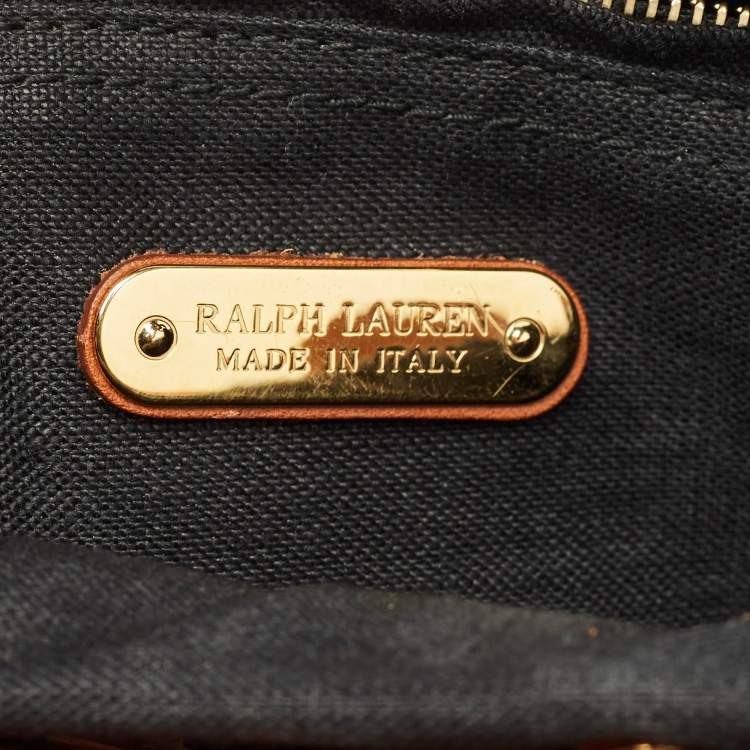 Pre Owned Ralph Lauren Brown Laser Cut Vachetta Leather Small Scroll Tote