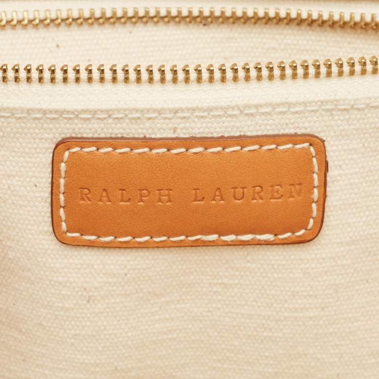 Pre Owned Ralph Lauren Pink/Ivory Canvas Tote