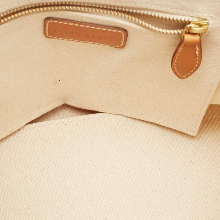 Pre Owned Ralph Lauren Pink/Ivory Canvas Tote
