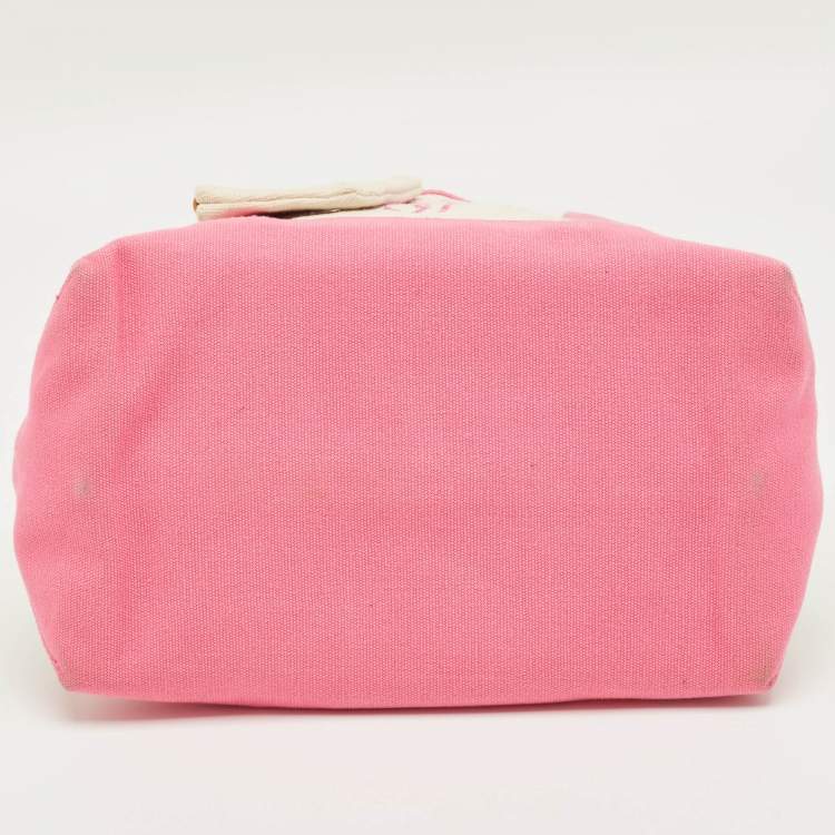 Pre Owned Ralph Lauren Pink/Ivory Canvas Tote