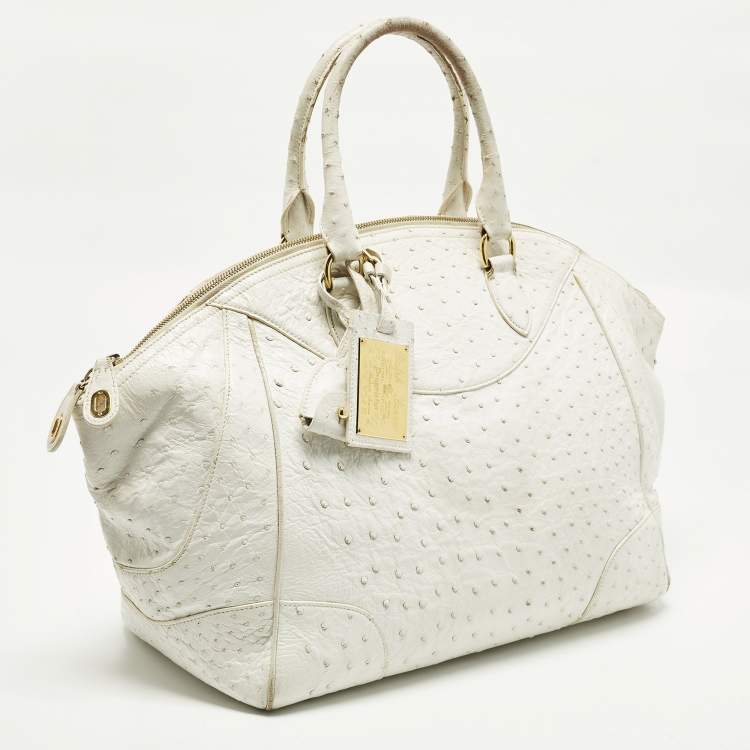 Pre Owned Ralph Lauren Limited Edition Zip White Ostrich Leather Satchel