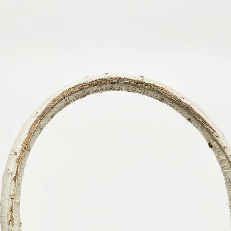 Pre Owned Ralph Lauren Limited Edition Zip White Ostrich Leather Satchel