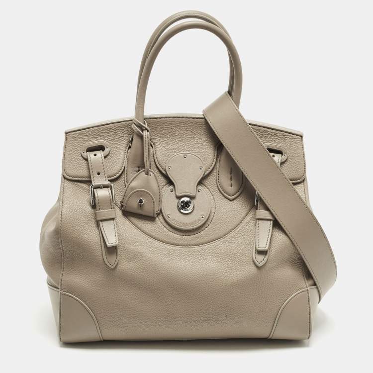 Pre Owned Ralph Lauren Ricky 33 Beige Leather Tote