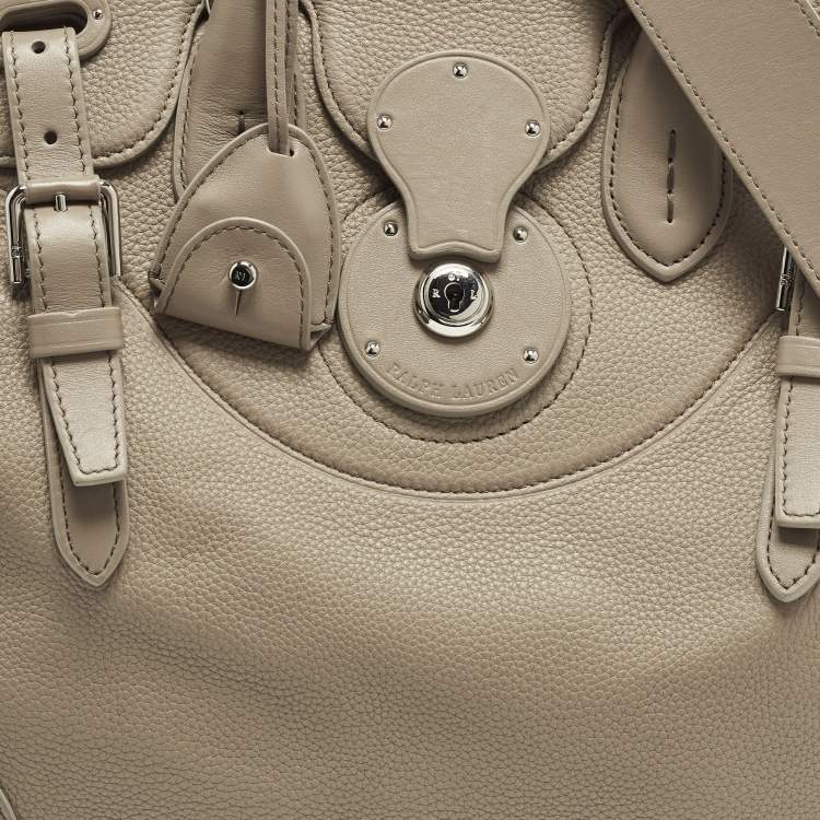 Pre Owned Ralph Lauren Ricky 33 Beige Leather Tote