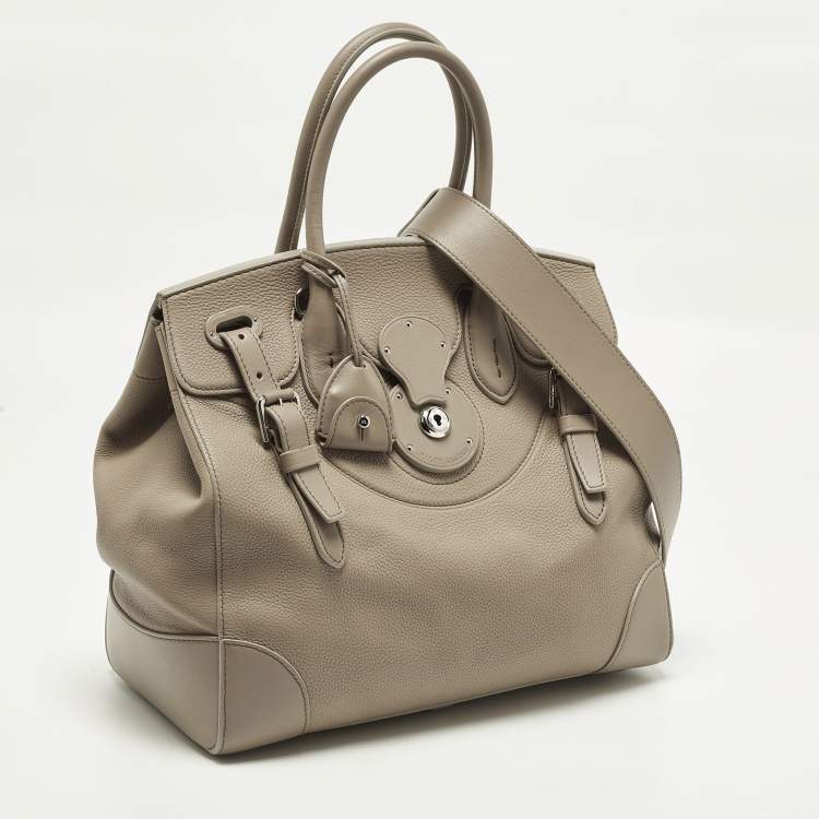 Pre Owned Ralph Lauren Ricky 33 Beige Leather Tote