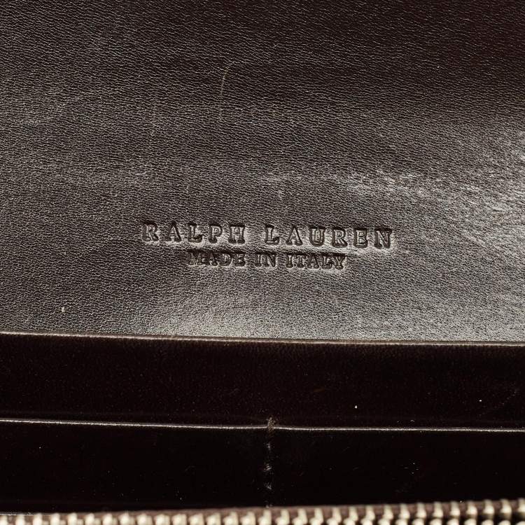 Pre Owned محفظة رالف لورين كونتيننتال ريكي جلد تمساح أمريكي عنابي