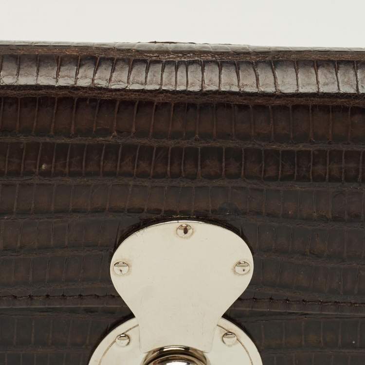 Pre Owned محفظة رالف لورين كونتيننتال ريكي جلد تمساح أمريكي عنابي