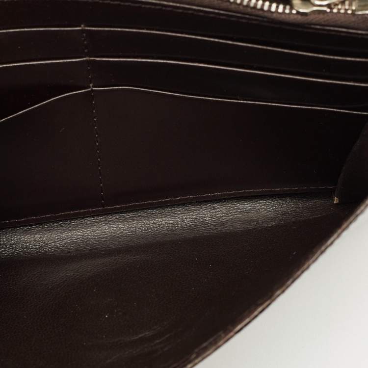 Pre Owned محفظة رالف لورين كونتيننتال ريكي جلد تمساح أمريكي عنابي