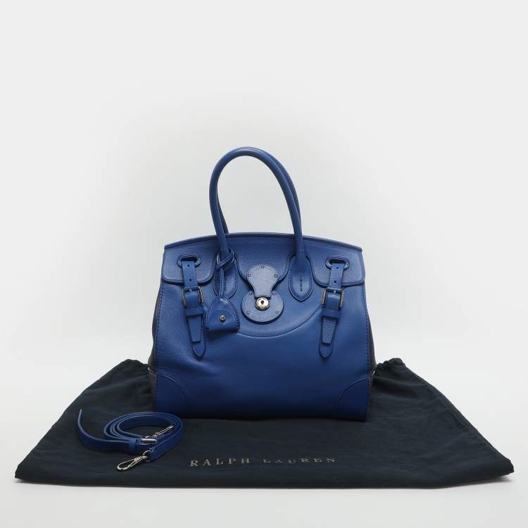 Pre Owned Ralph Lauren Ricky Two Tone Blue Leather Tote