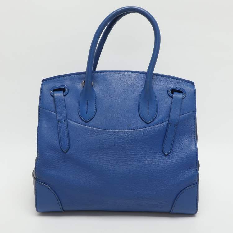 Pre Owned Ralph Lauren Ricky Two Tone Blue Leather Tote