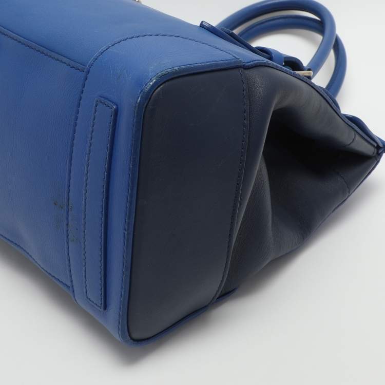 Pre Owned Ralph Lauren Ricky Two Tone Blue Leather Tote