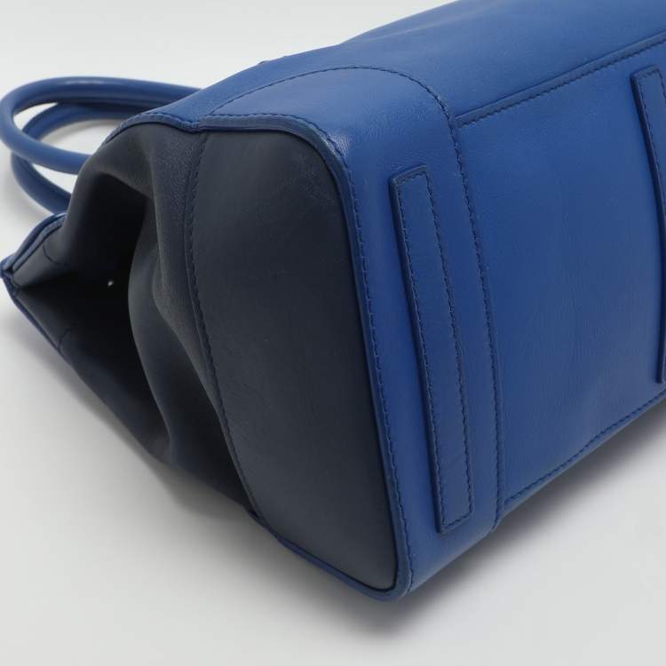 Pre Owned Ralph Lauren Ricky Two Tone Blue Leather Tote