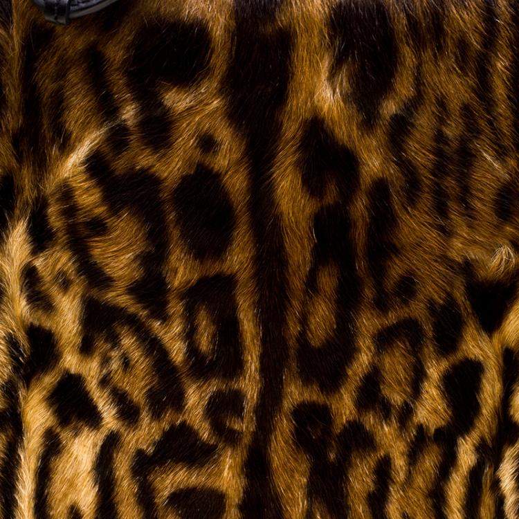 مملوكة مسبقًا Ralph Lauren Leopard Print Calfhair Satchel