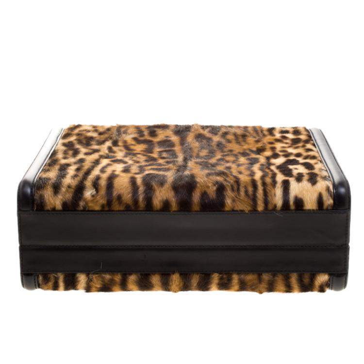 مملوكة مسبقًا Ralph Lauren Leopard Print Calfhair Satchel