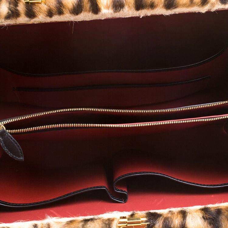 مملوكة مسبقًا Ralph Lauren Leopard Print Calfhair Satchel