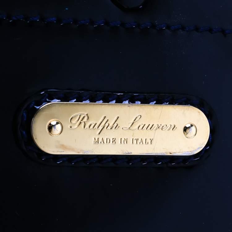 Pre Owned Ralph Lauren Navy Blue Patent Leather Ricky Tote