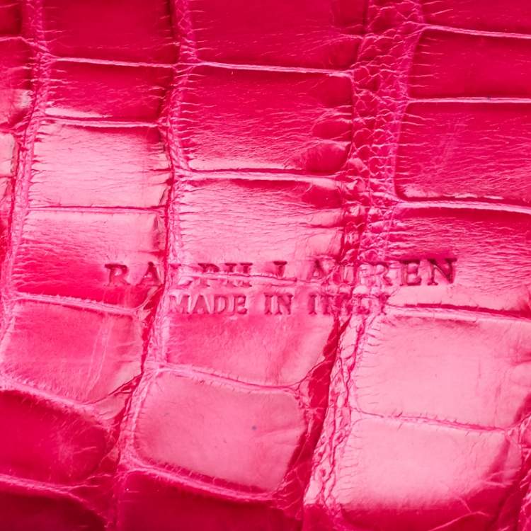 Pre Owned Ralph Lauren Pink Crocodile Ricky Continental Wallet