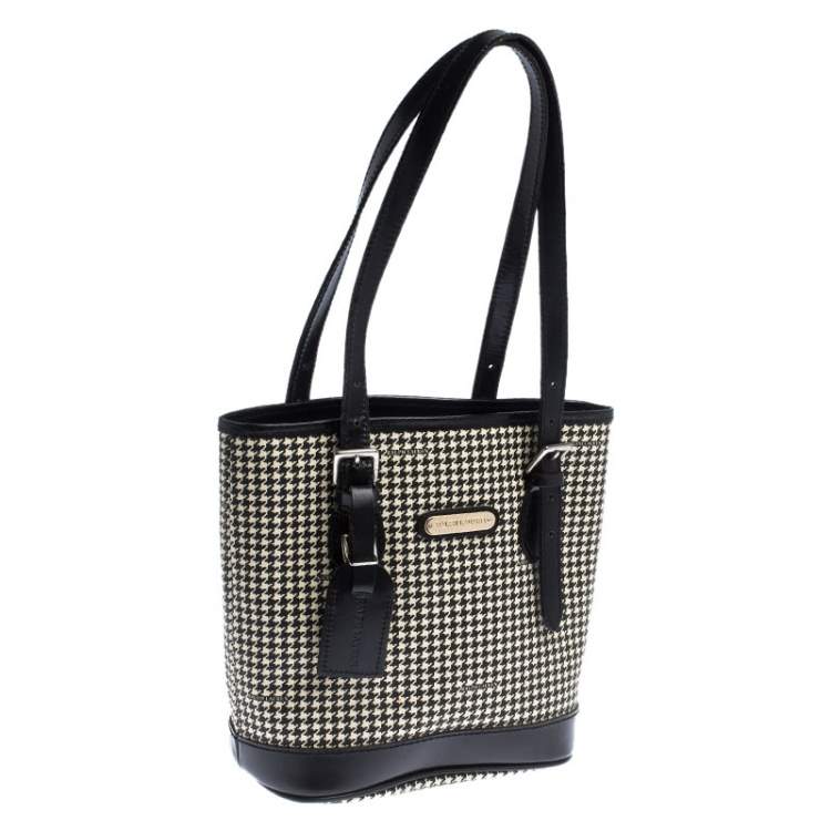 مملوكة مسبقًا Ralph Lauren Black/White Canvas and Leather Houndstooth Tote