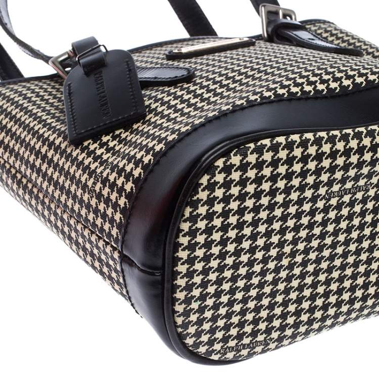 مملوكة مسبقًا Ralph Lauren Black/White Canvas and Leather Houndstooth Tote