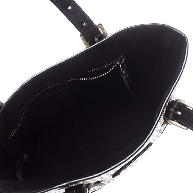 مملوكة مسبقًا Ralph Lauren Black/White Canvas and Leather Houndstooth Tote