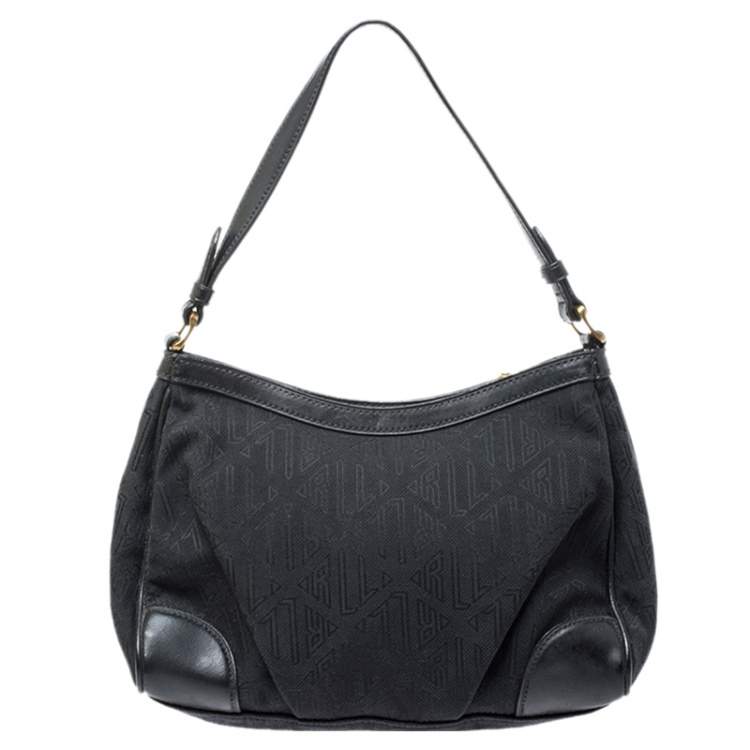 Pre Owned Ralph Lauren Black Canvas and Leather Shoulder Bag
