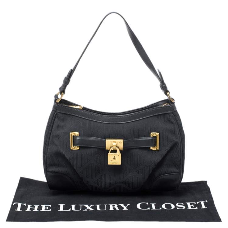 Pre Owned Ralph Lauren Black Canvas and Leather Shoulder Bag