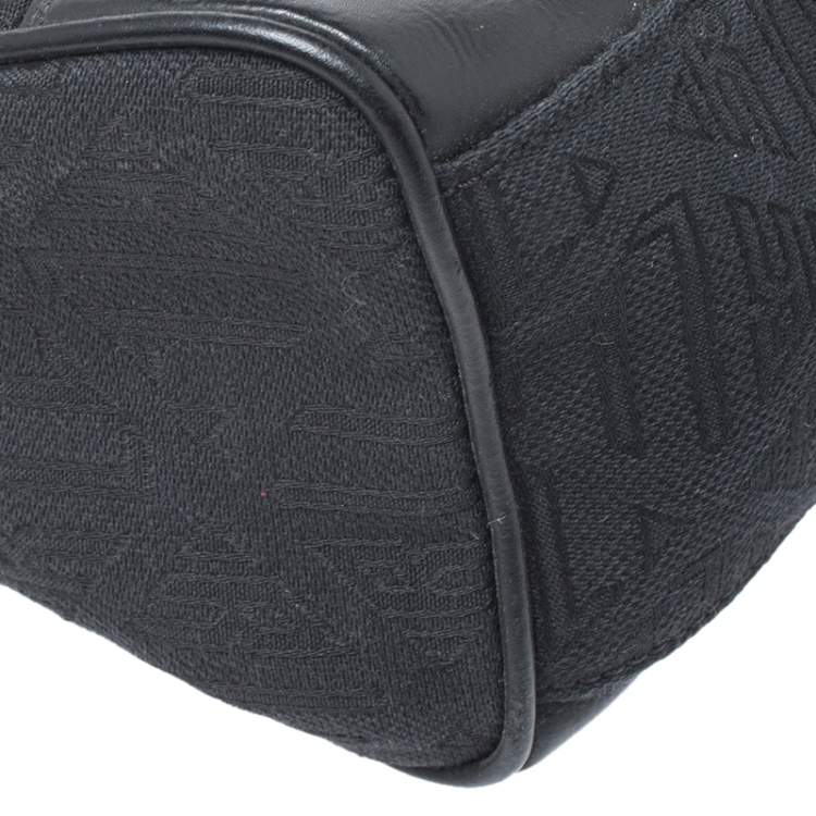 Pre Owned Ralph Lauren Black Canvas and Leather Shoulder Bag