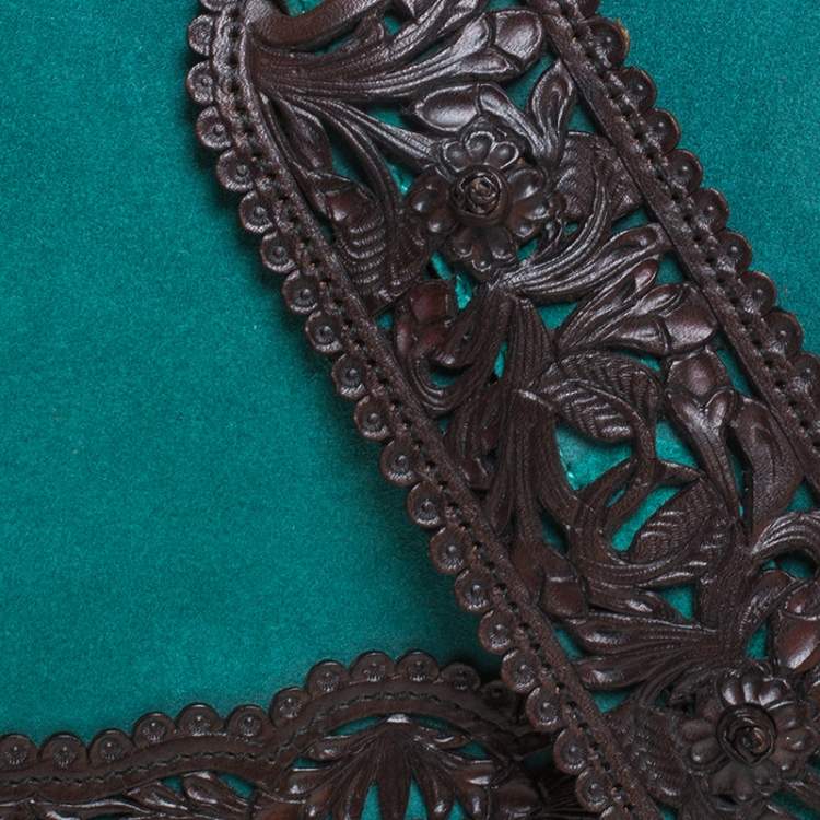 Pre Owned Ralph Lauren Turquoise Suede aand Leather Embroidered Saddle Bag
