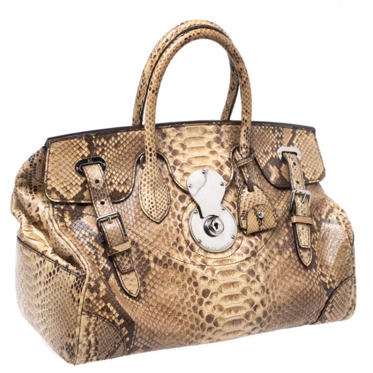 Pre Owned Ralph Lauren Beige Python Ricky Tote