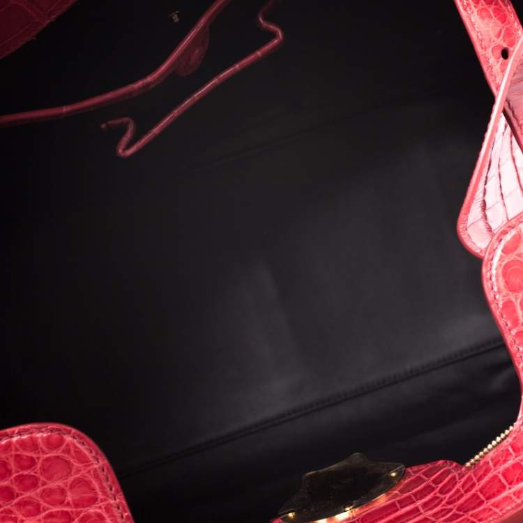 Pre Owned Ralph Lauren Red Alligator Ricky 33 Tote