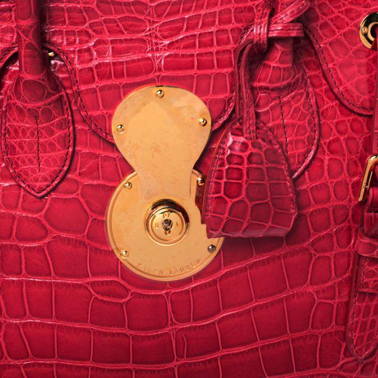 Pre Owned Ralph Lauren Red Alligator Ricky 33 Tote