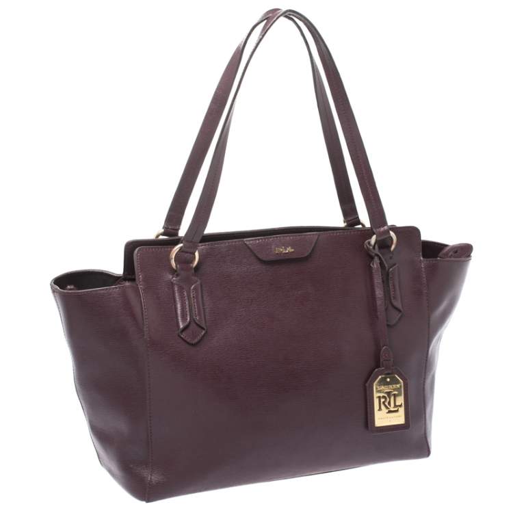 Pre Owned Ralph Lauren Burgundy Leather Tote