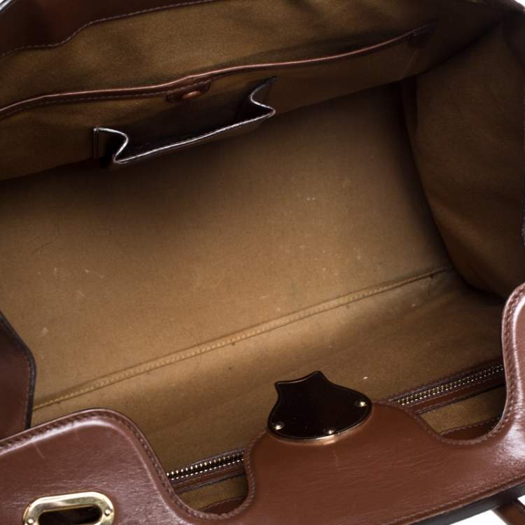مملوكة مسبقًا Ralph Lauren Brown Leather Ricky 32 Tote