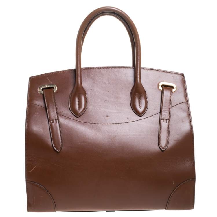 مملوكة مسبقًا Ralph Lauren Brown Leather Ricky 32 Tote