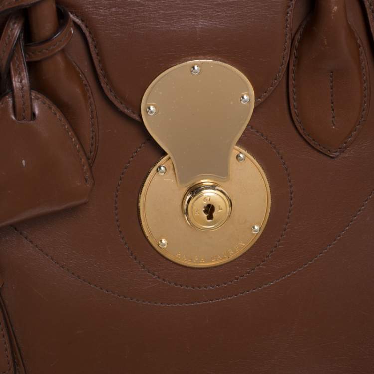 مملوكة مسبقًا Ralph Lauren Brown Leather Ricky 32 Tote