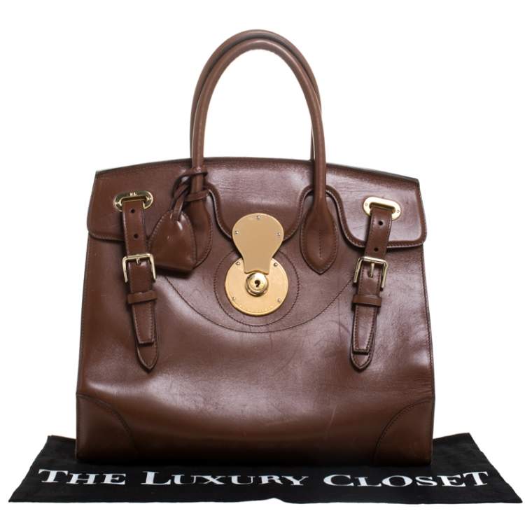 مملوكة مسبقًا Ralph Lauren Brown Leather Ricky 32 Tote