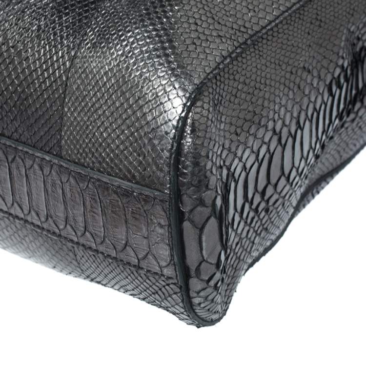 Pre Owned Ralph Lauren Metallic Python Effect Leather Tote