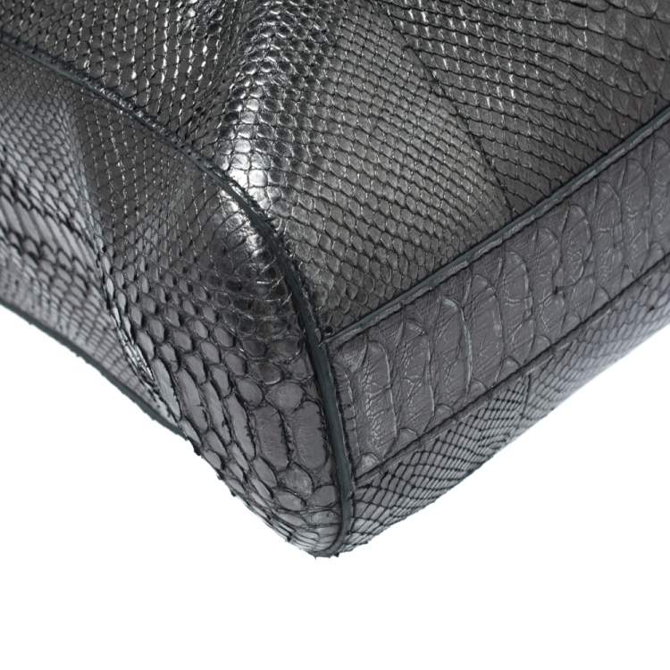 Pre Owned Ralph Lauren Metallic Python Effect Leather Tote