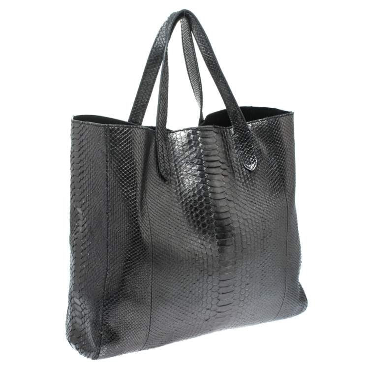Pre Owned Ralph Lauren Metallic Python Effect Leather Tote