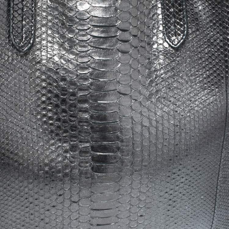 Pre Owned Ralph Lauren Metallic Python Effect Leather Tote