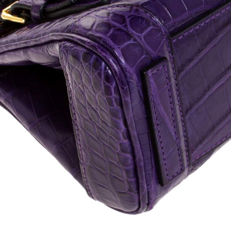 Pre Owned Ralph Lauren Purple Alligator Mini Ricky Tote