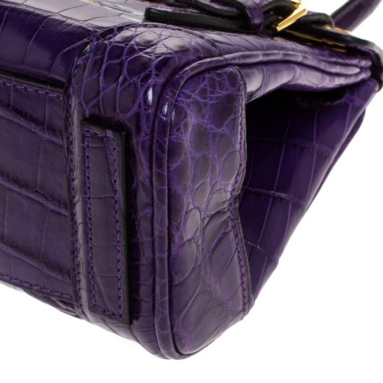 Pre Owned Ralph Lauren Purple Alligator Mini Ricky Tote