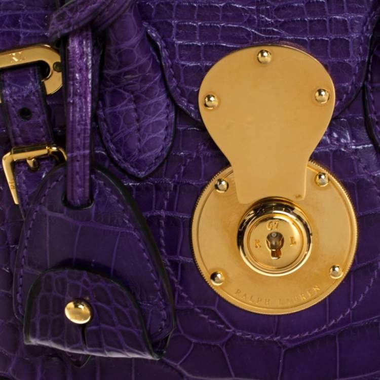 Pre Owned Ralph Lauren Purple Alligator Mini Ricky Tote